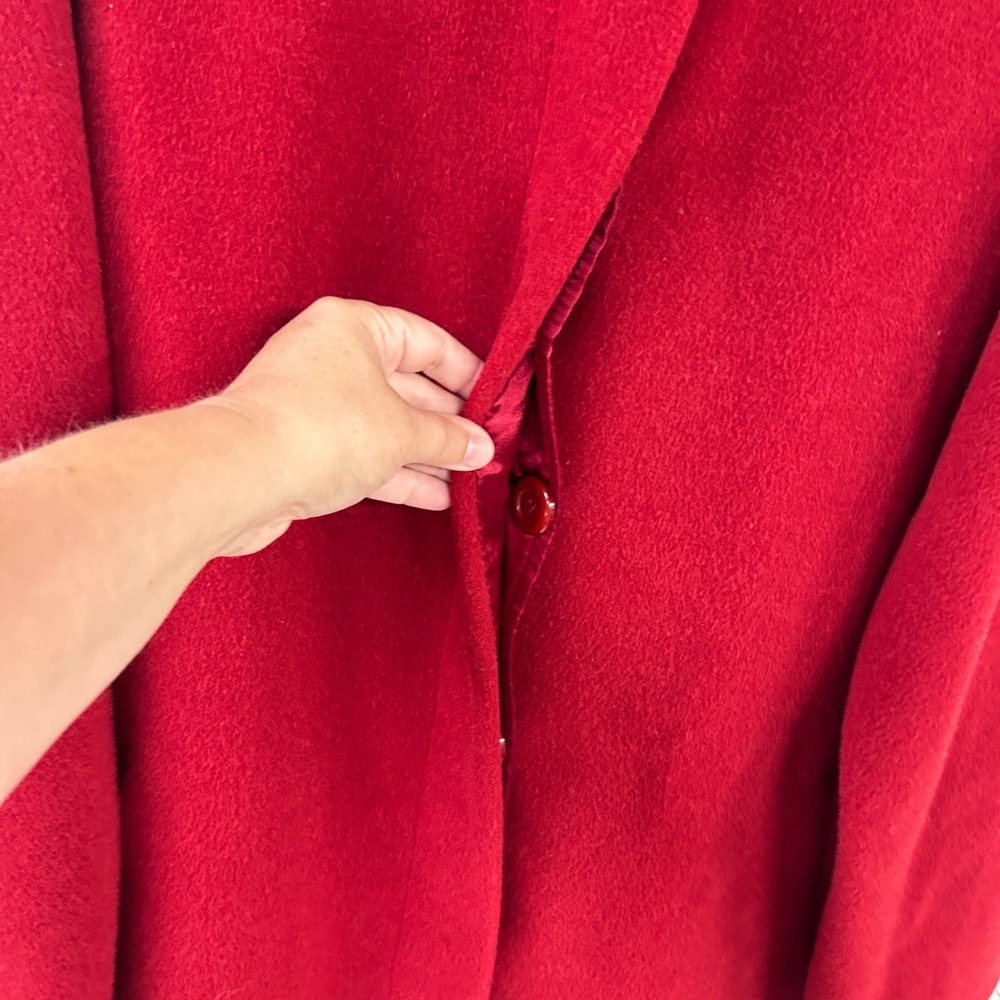 Hilary Radley Funnel Neck Alpaca Wool Swing Coat L Red Quiet Luxury - Picture 4 of 14